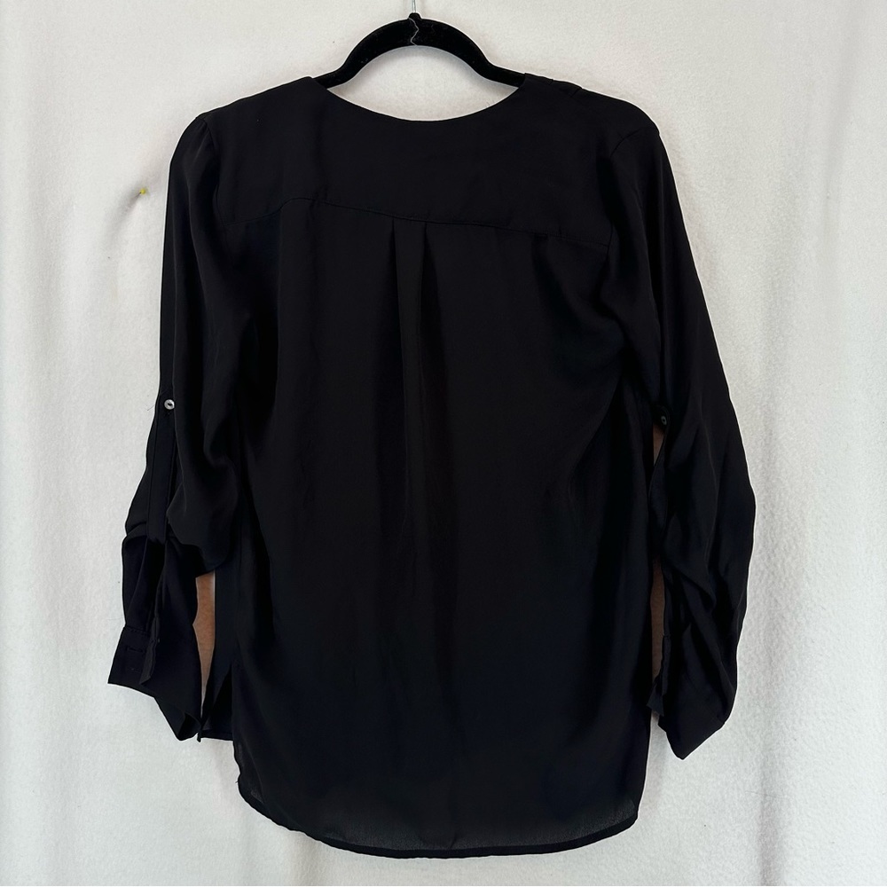 Forever 21 Long Sleeve Button Down Sheer Blouse Women’s XS Black - Picture 6 of 9